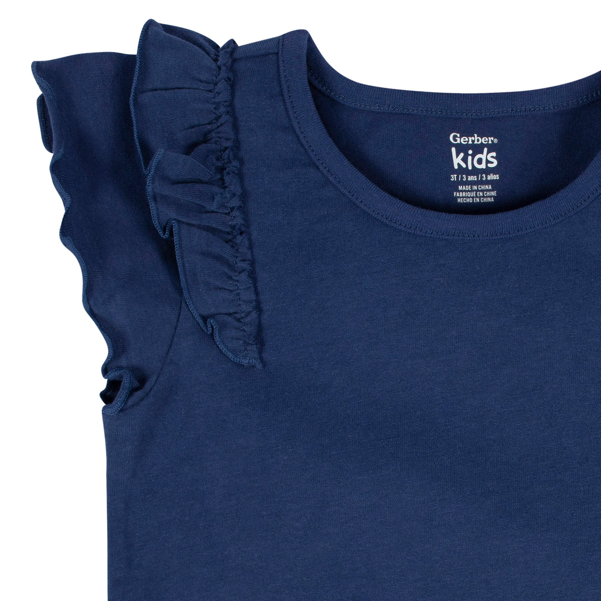 2-Pack Infant & Toddler Girls Blue Double Ruffle Tops, view 5