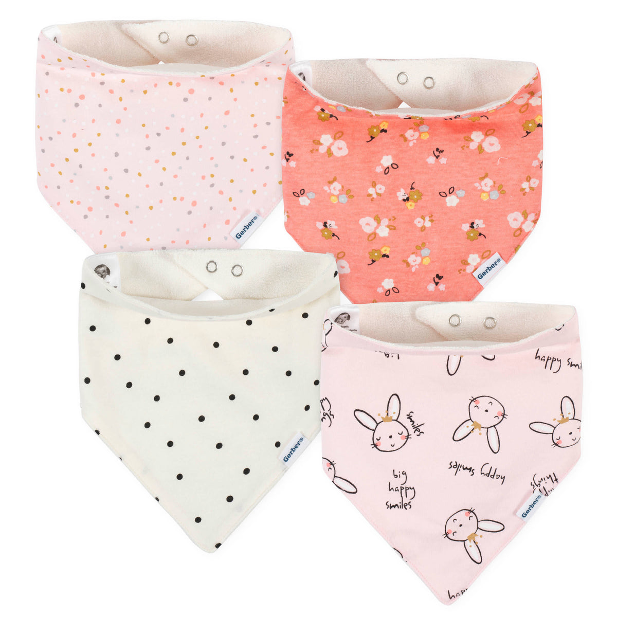 4-Pack Baby Girls Ballerina Bandana Bibs