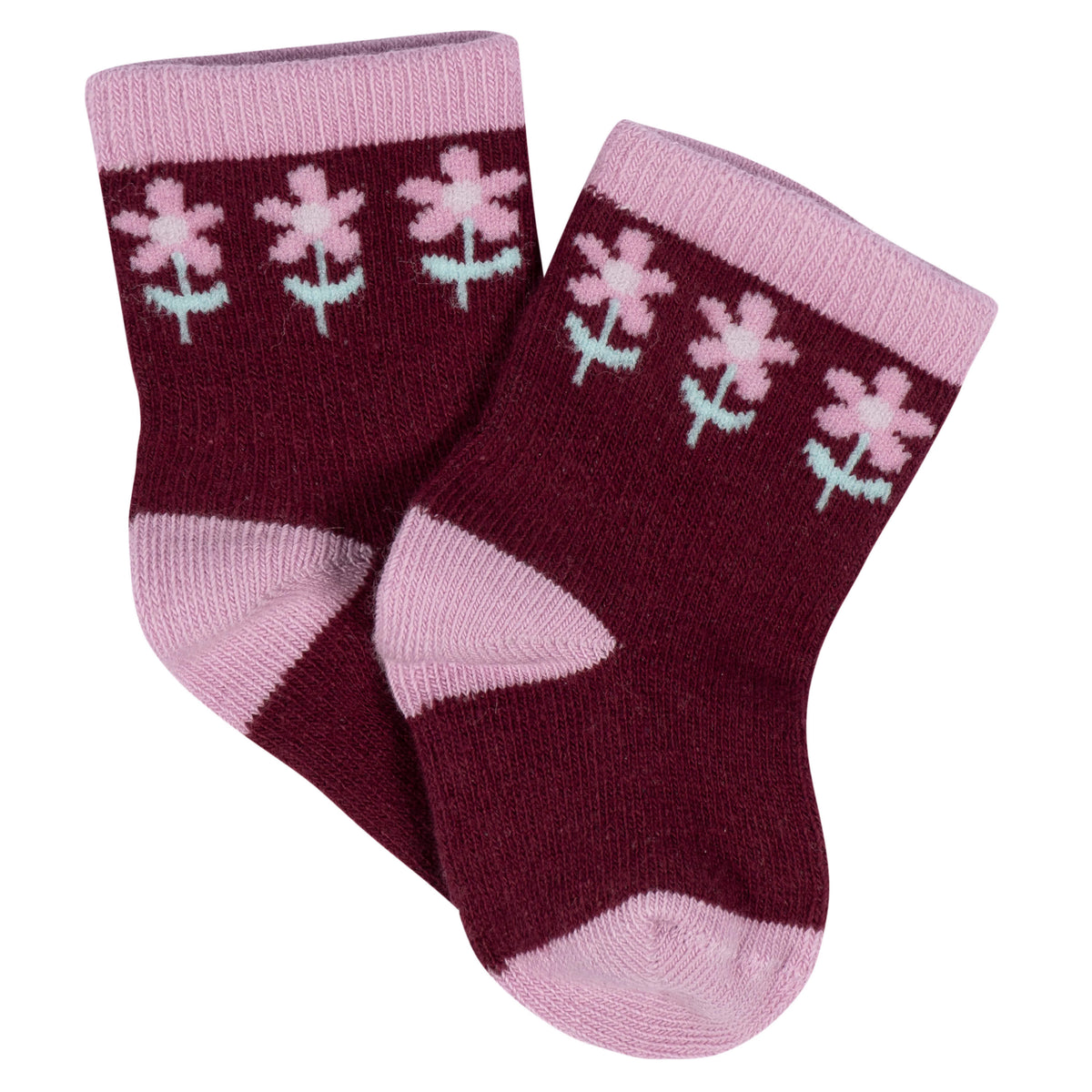 8-Pack Baby Girls Lavender Garden Jersey Wiggle Proof Socks, view 4