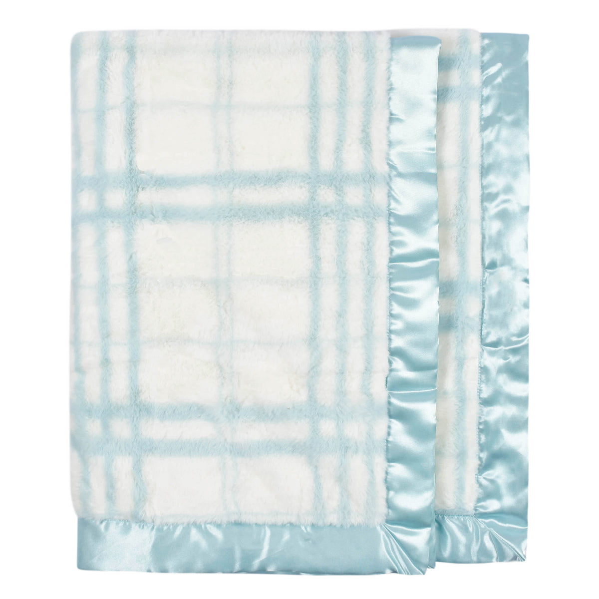 Just Born Baby Boys Blue Plaid Plush Blanket