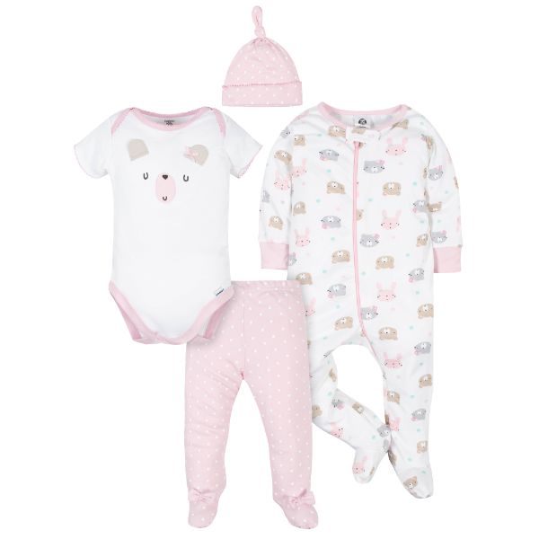 4-Piece Organic Sleep 'N Play, Onesie, Footed Pant, and Cap