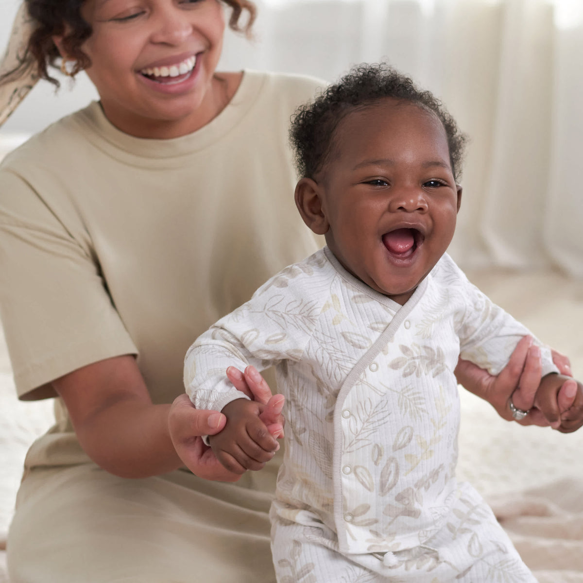 2-Piece Baby Neutral Natural Leaves Take Me Home Set, view 2