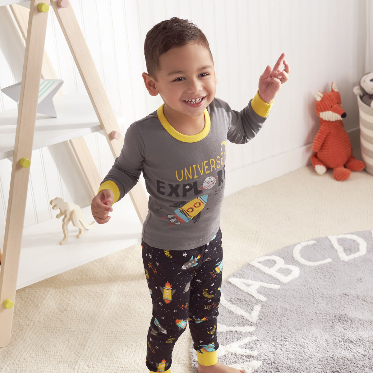 4-Piece Infant & Toddler Boys Blast Off Snug Fit Cotton Pajamas, view 2