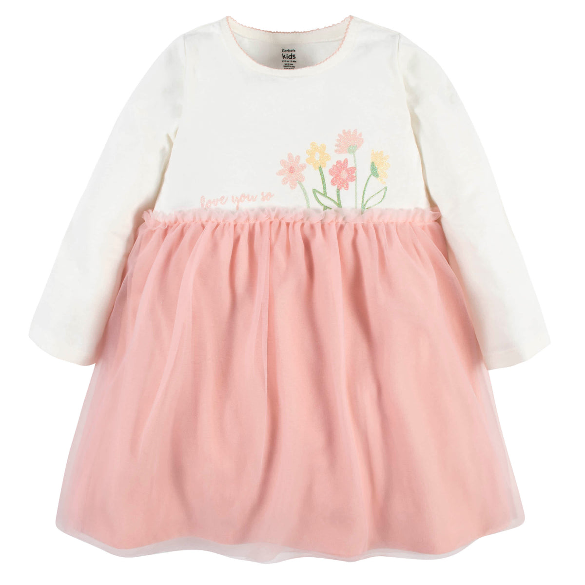 Baby & Toddler Girls Floral Long Sleeve Tulle Dress