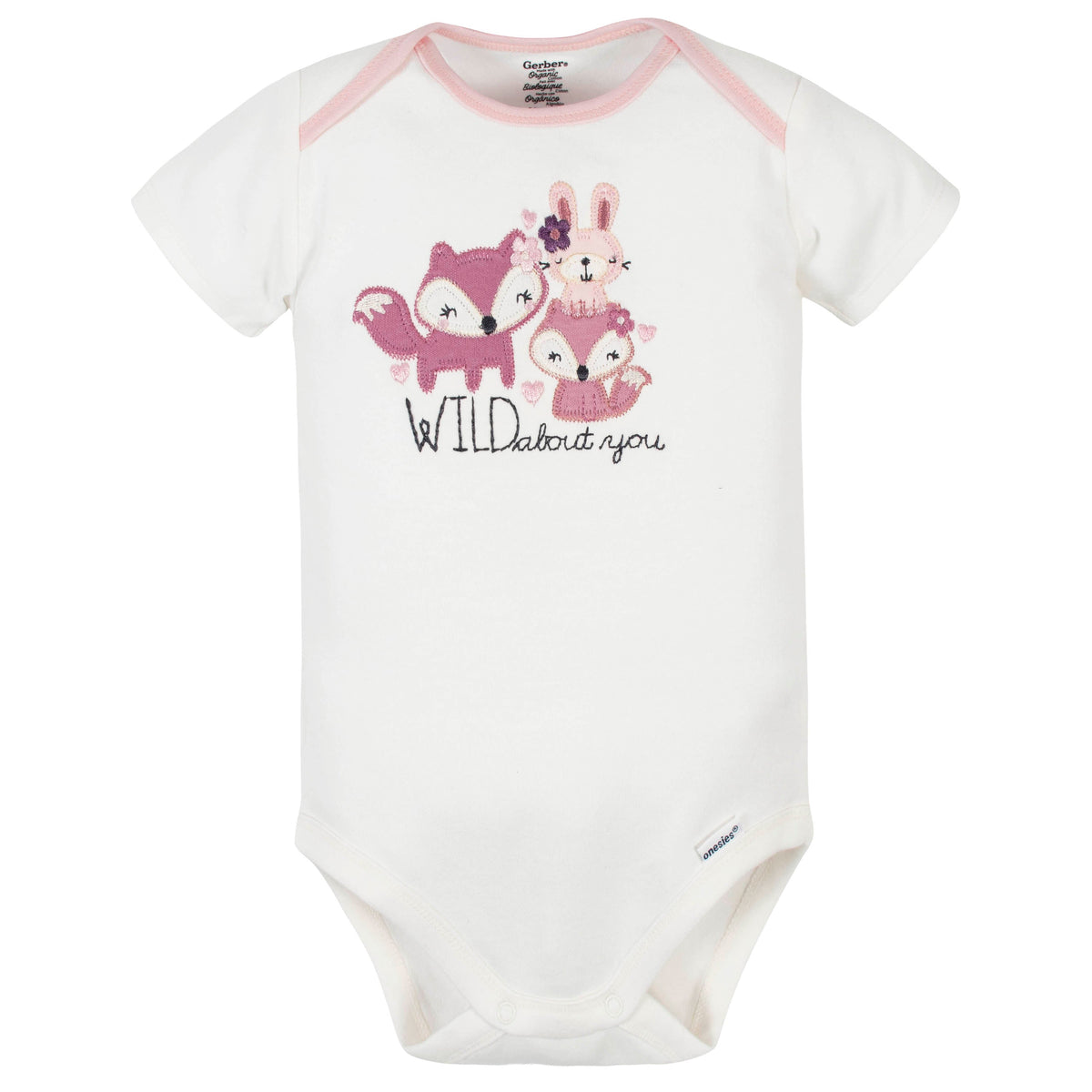 Assorted Organic Baby Girls Wildflower Short Sleeve Onesies Brand Bodysuits, view 2