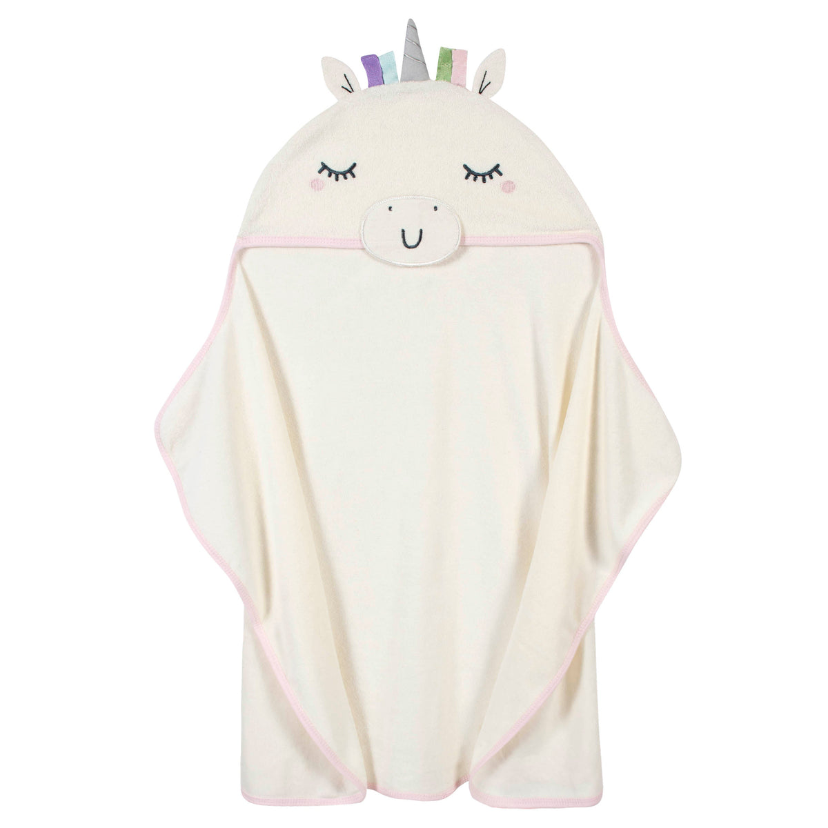 Organic Baby Girls Unicorn Hooded Bath Wrap, view 3