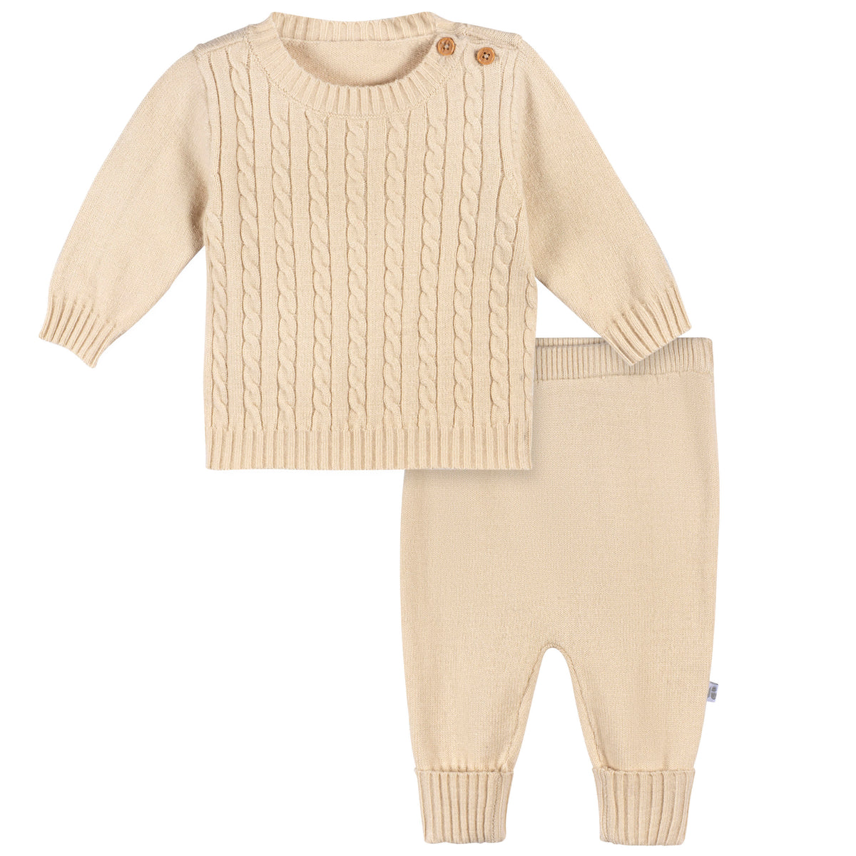 2-Piece Baby Neutral Tan Sweater Knit Set