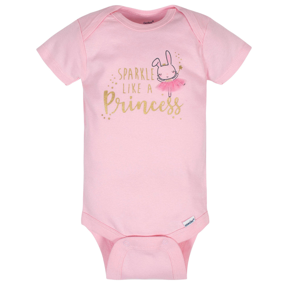 4-Pack Baby Girls Princess Short Sleeve Onesies Bodysuits, view 2