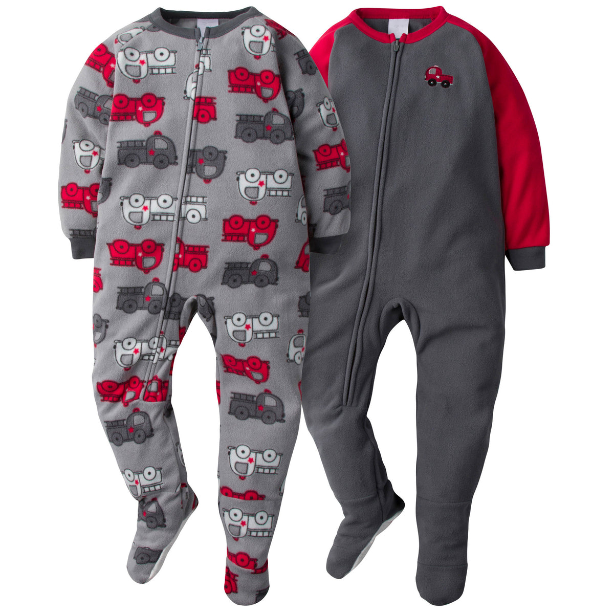 4-Pack Toddler Boys Firetrucks & Bear Heads Blanket Sleepers, view 2