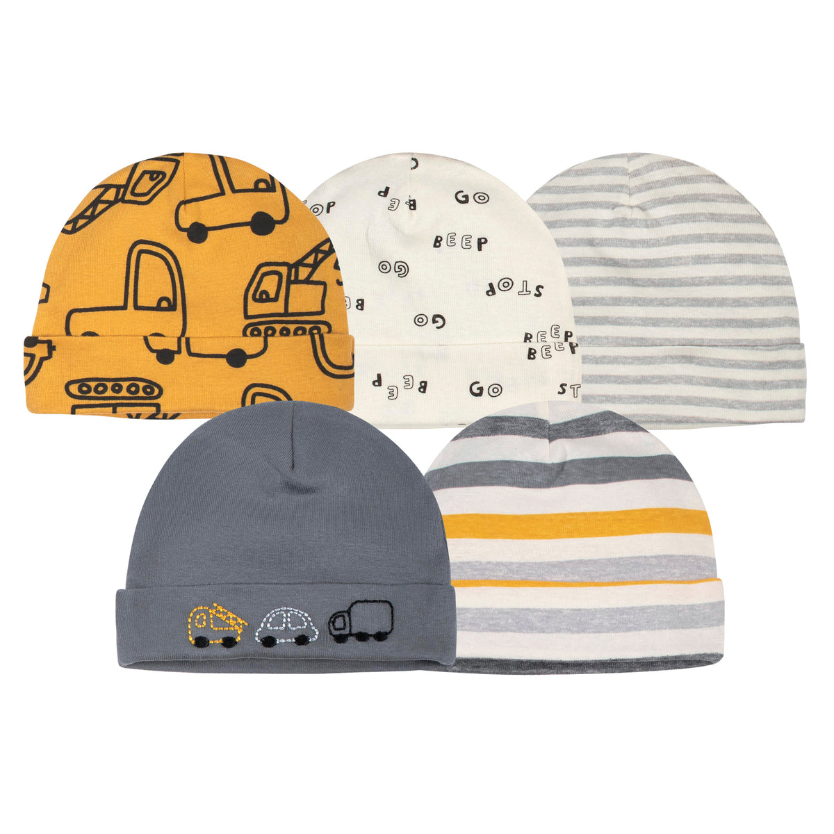 5-Pack Baby Boys Construction Caps
