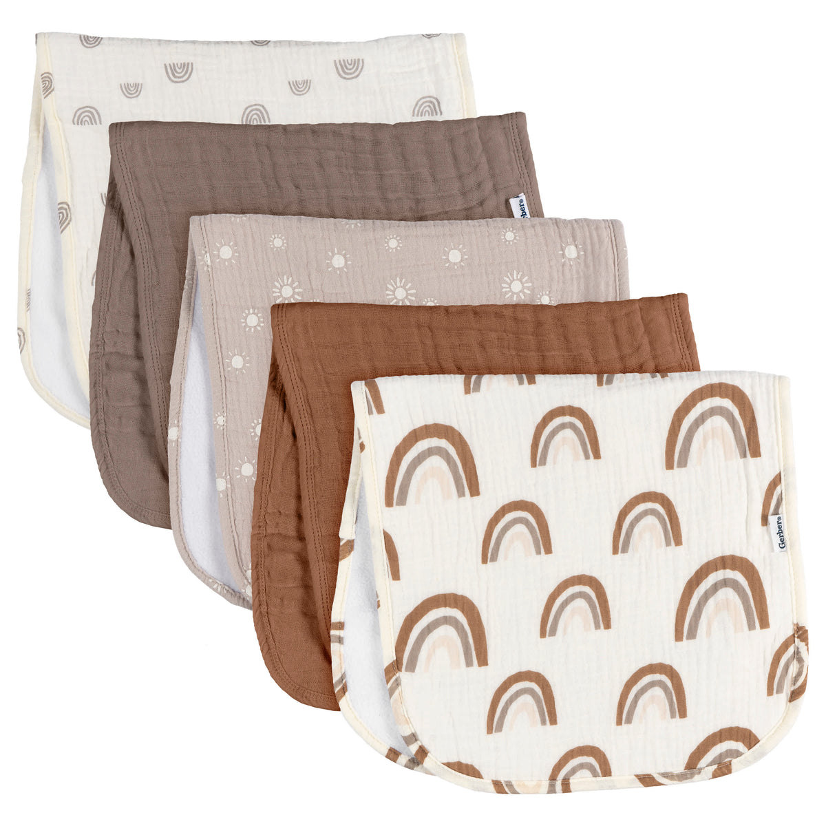 5-Pack Baby Girls Multi Rainbow Muslin Burpcloth