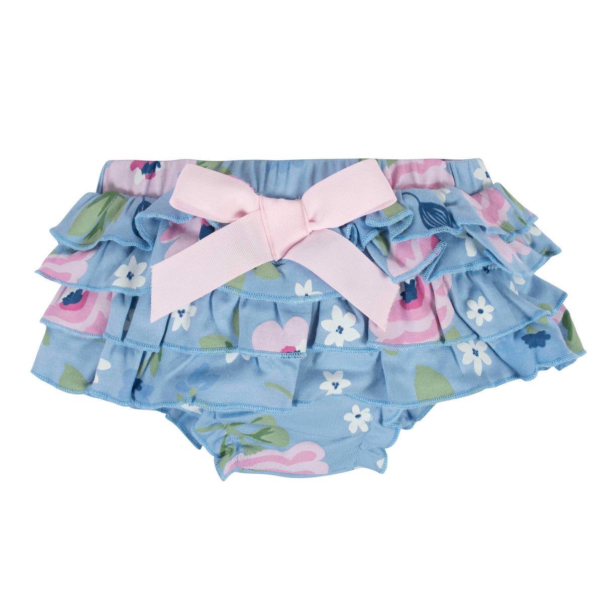 3-Piece Baby Girls Periwinkle Garden Onesies Bodysuit, Diaper Cover & Headband Set, view 5