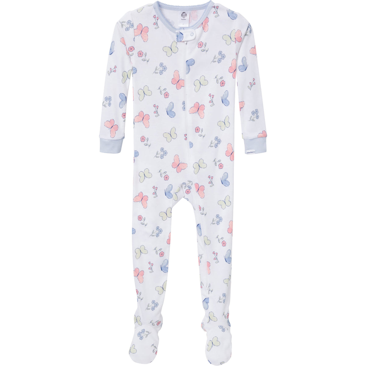 4-Pack Baby & Toddler Girls Butterflies Snug-Fitting Footed Pajamas, view 5