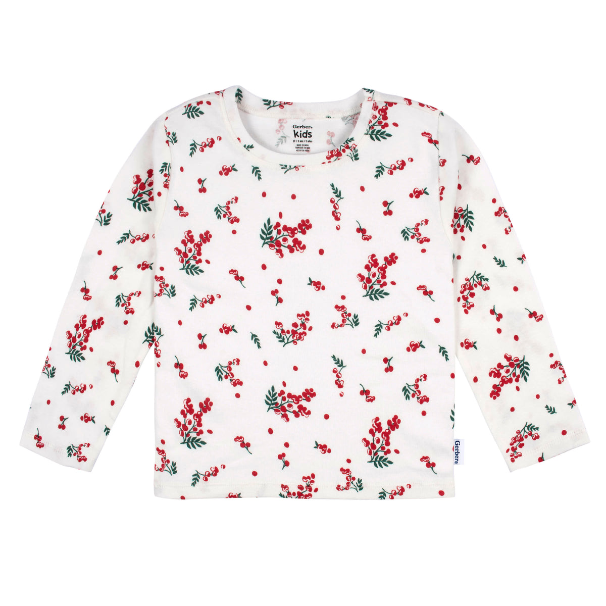 2-Piece Infant & Toddler Girls Red Holly Berries Jumper & Top Set, view 3