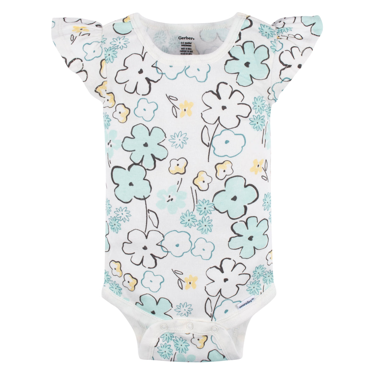 4-Pack Baby Girls Bee Petals Short Sleeve Onesies Brand Bodysuits, view 4