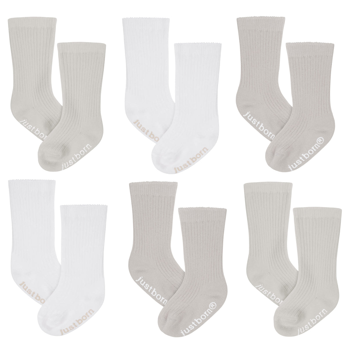 6-Pack Baby Neutral Natural Leaves Socks