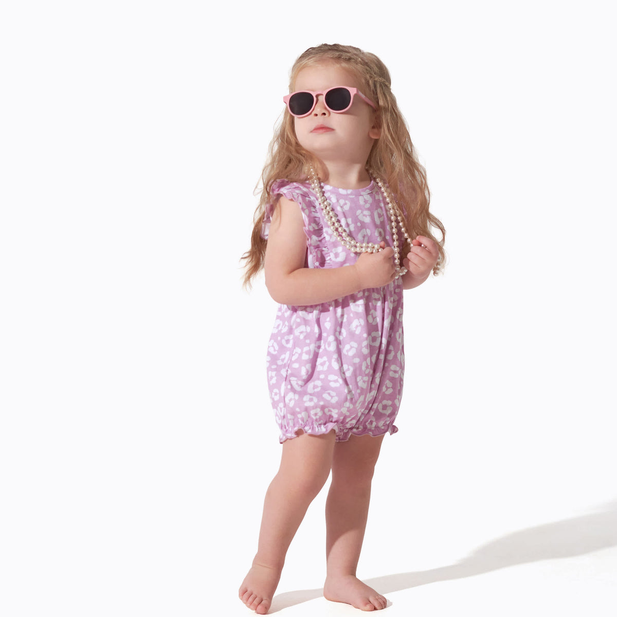 3-Pack Baby Girls Rainbow Floral Rompers, view 2