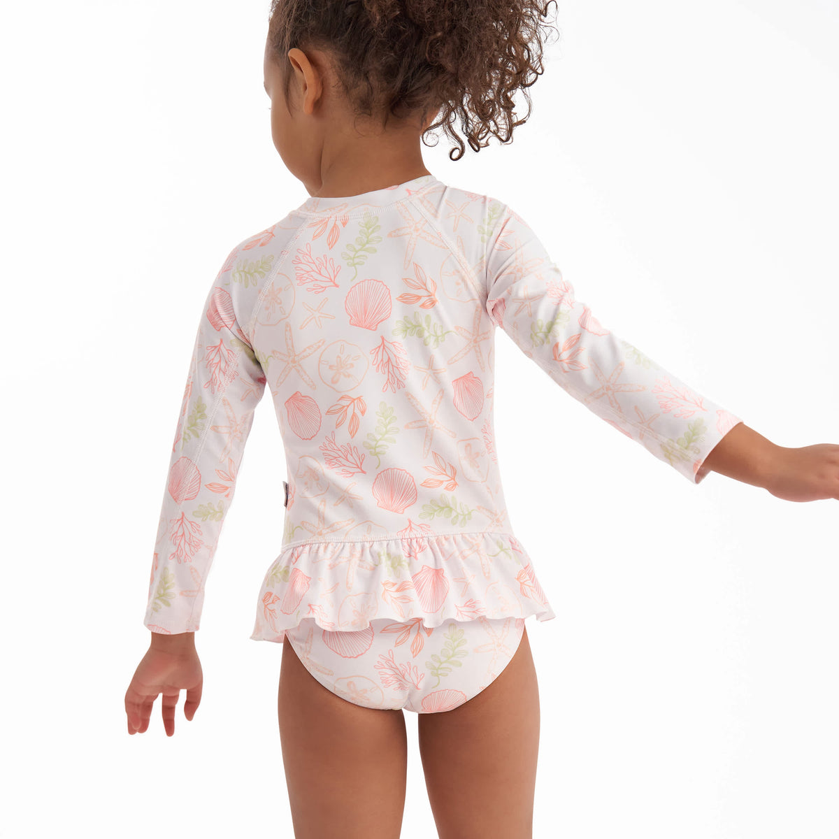 Toddler Girls Shells Rashguard, view 3