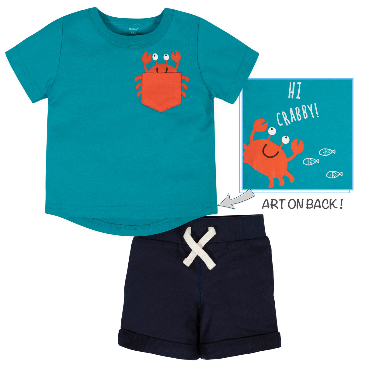 2-Piece Boys Crab Shorts Set