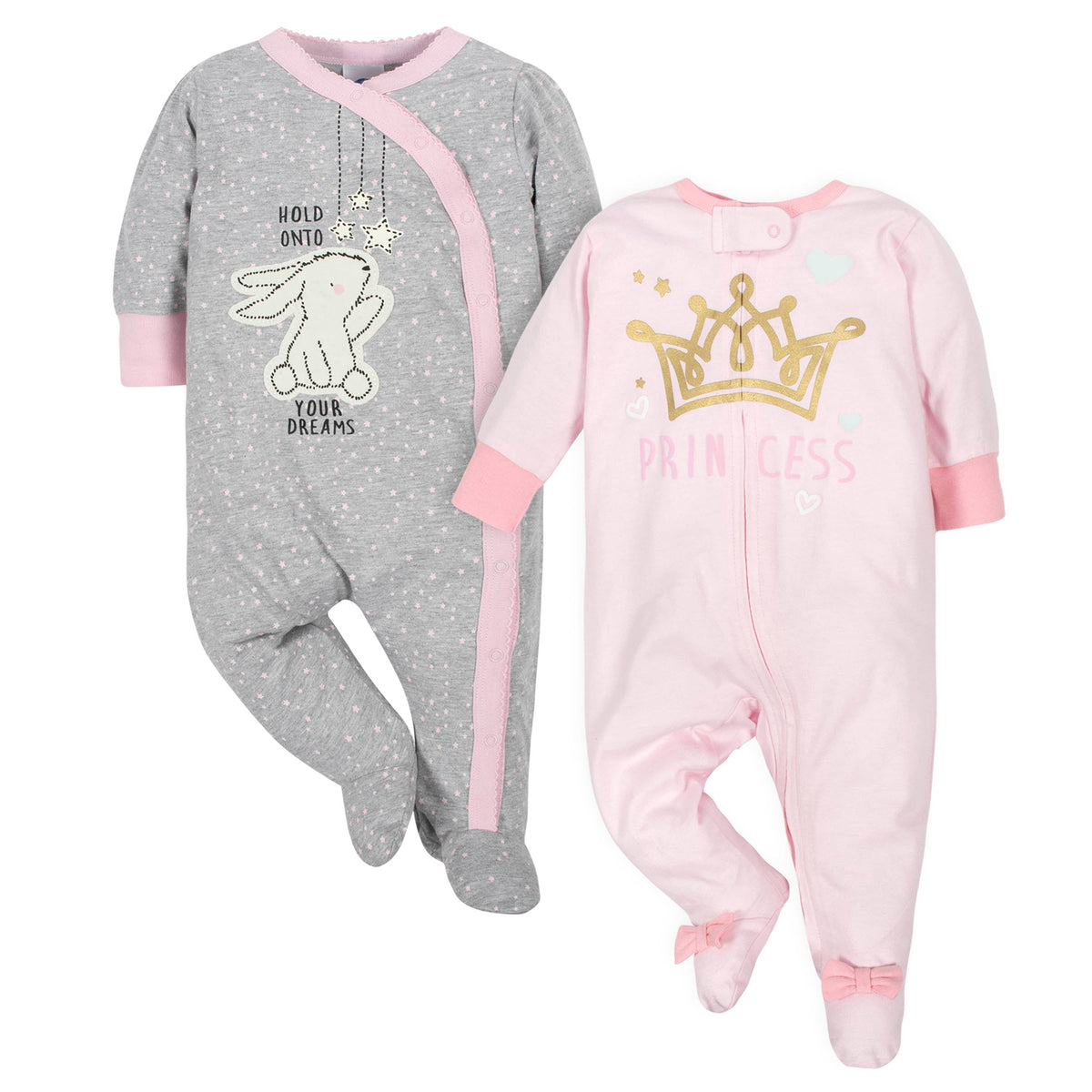 2-Pack Baby Girls Princess and Bunny Sleep N' Plays