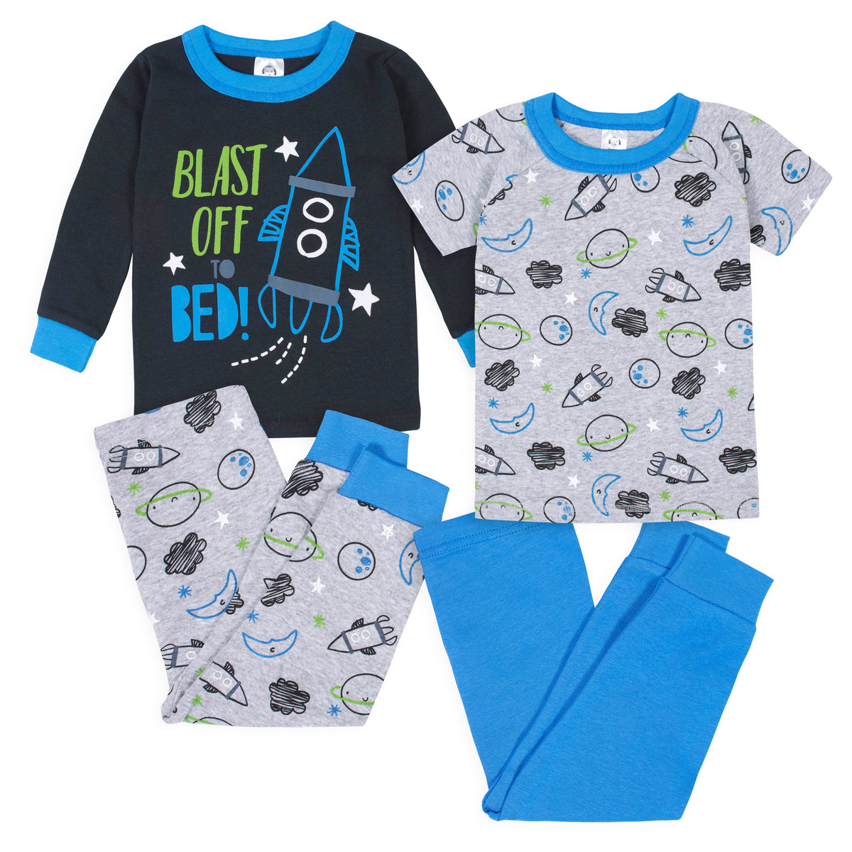4-Piece Boys Space Snug Fit Cotton Pajamas