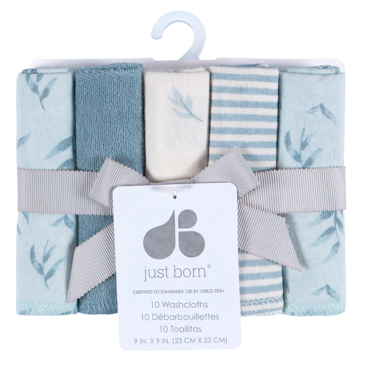 10-Pack Baby Boys Blue Terry Washcloths, view 3