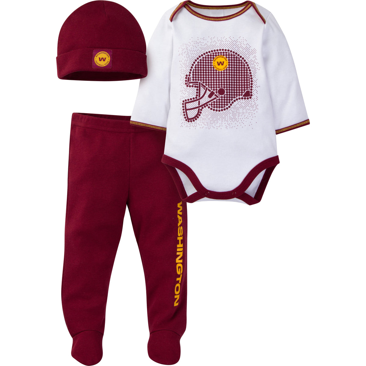3-Piece Baby Boys Washington Bodysuit, Footed Pant, & Cap Set