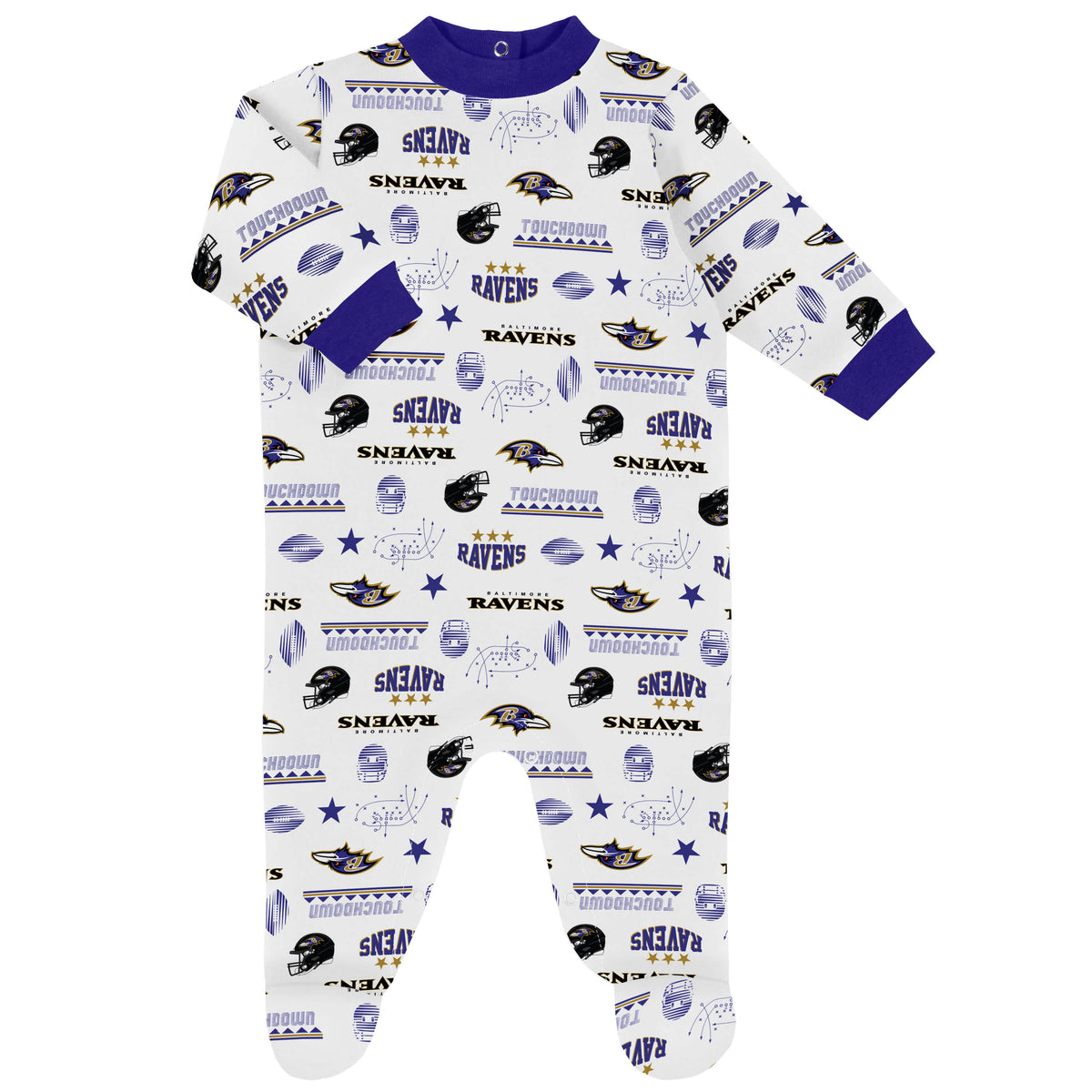 3-Piece Baby Boys Baltimore Ravens Bodysuit, Sleep 'N Play & Cap Set, view 3