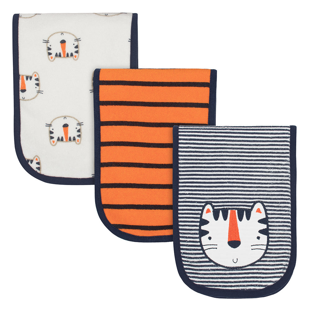 3-Pack Boys Terry Tiger Burp Cloth