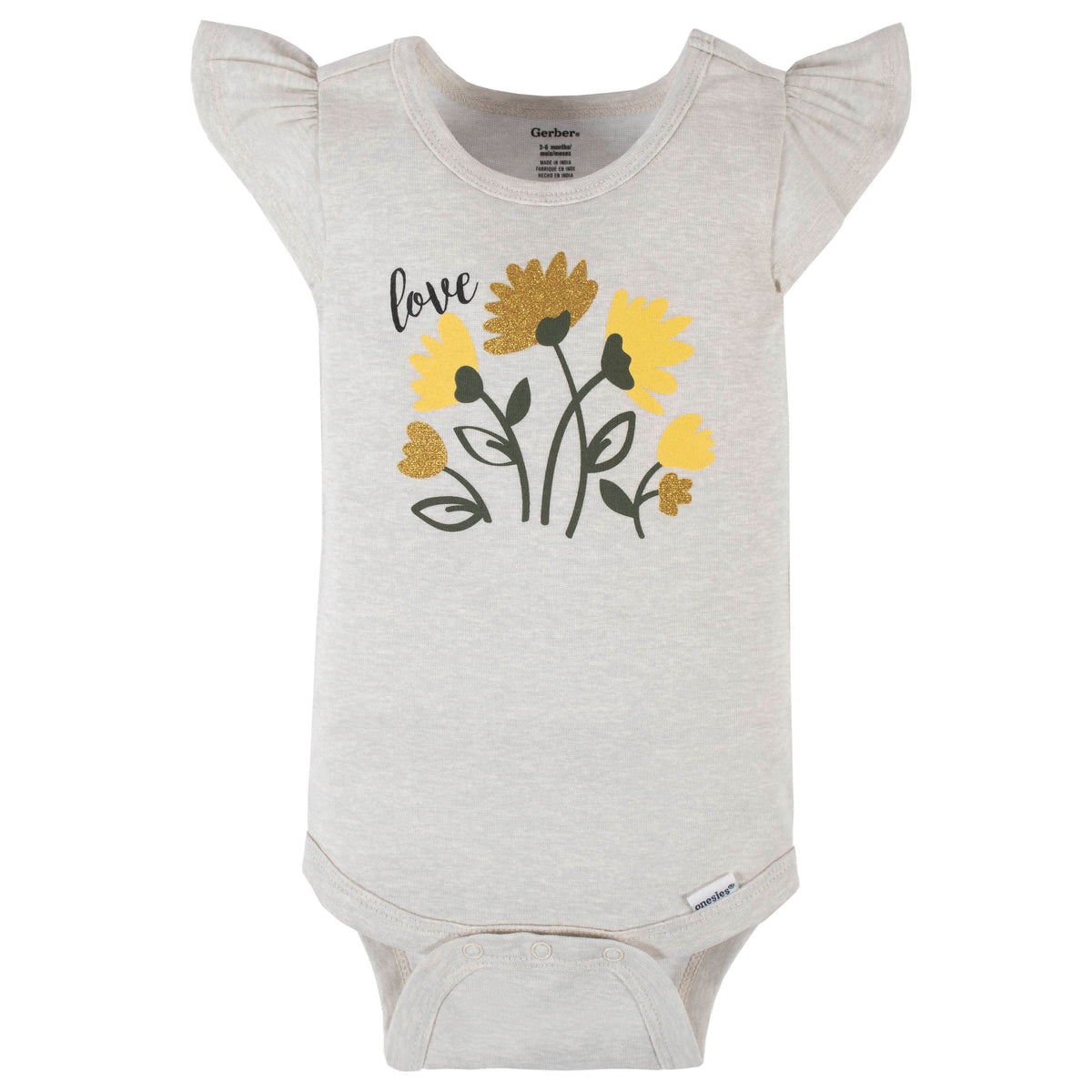 4-Pack Baby Girls Yellow Garden Short Sleeve Onesies Bodysuits, view 2