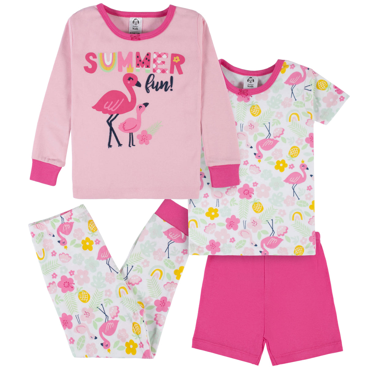 4-Piece Infant & Toddler Girls Summer Blossom Snug Fit Cotton Pajamas