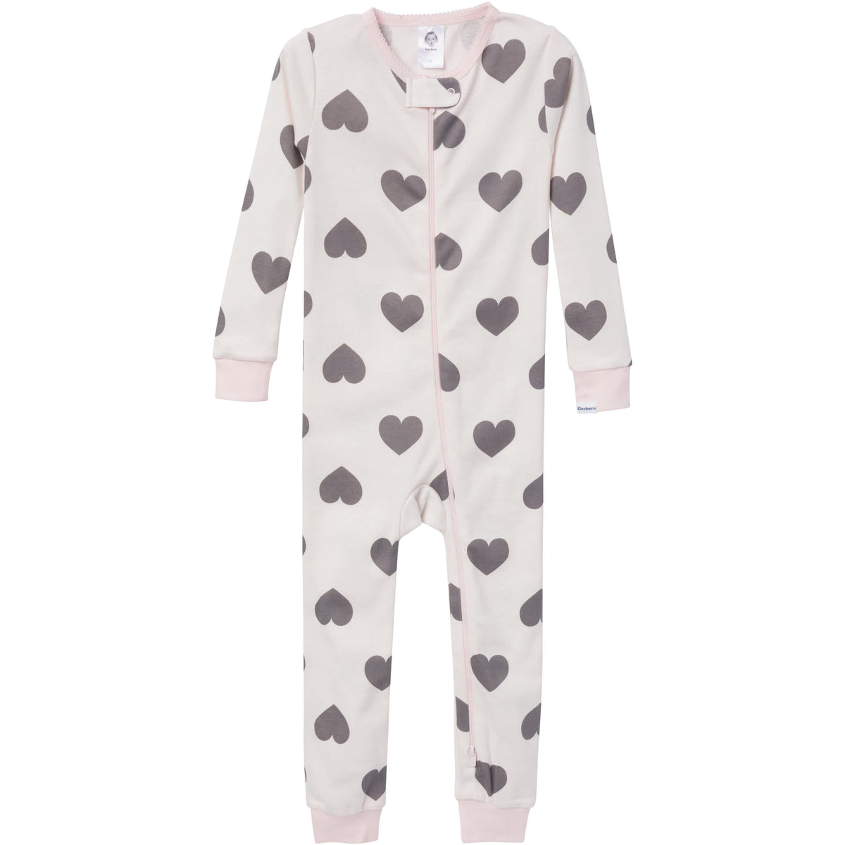 3-Pack Baby & Toddler Girls Hearts Snug-Fitting Footless Pajamas, view 2