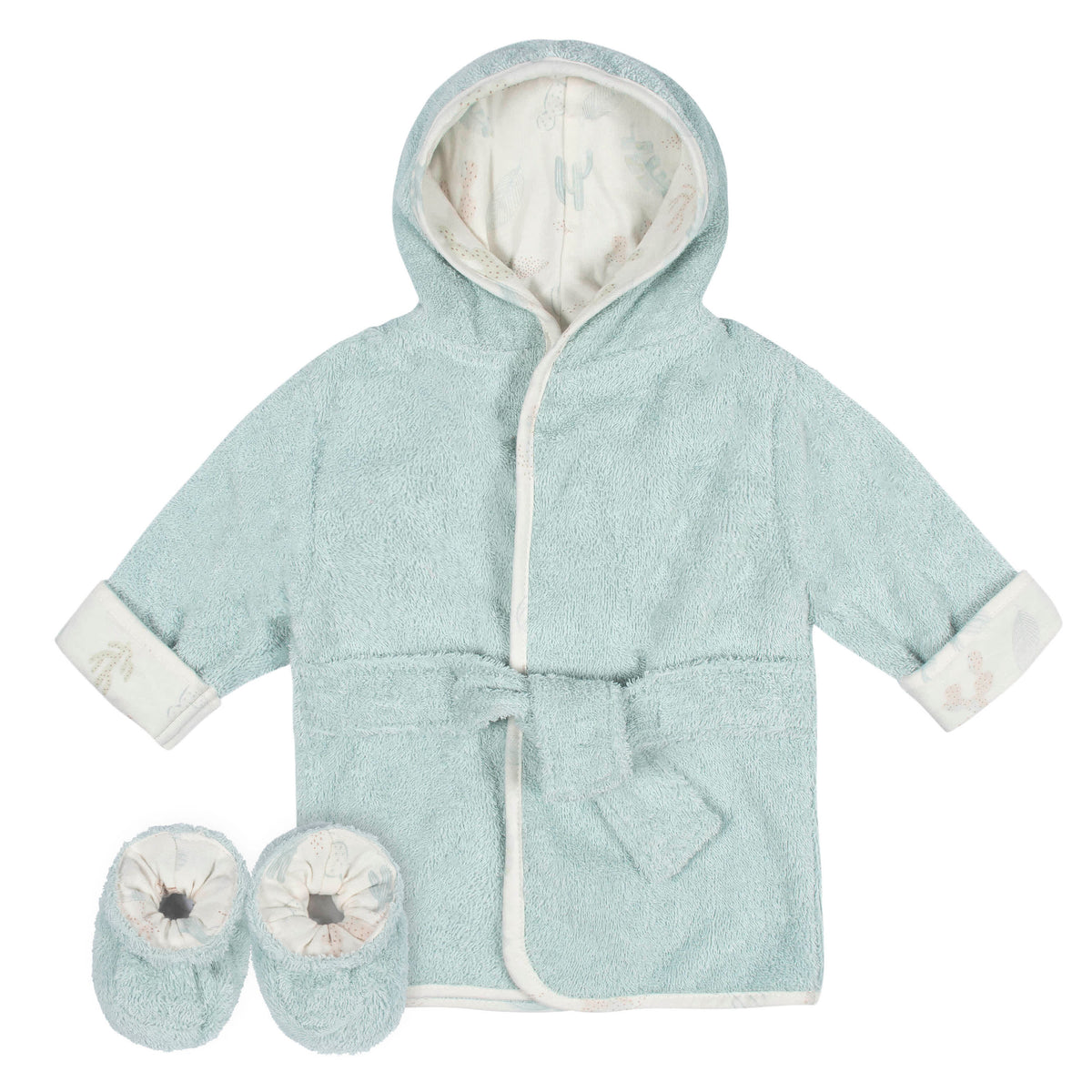 2-Piece Baby Boys Desert Cactus Bathrobe & Booties Set