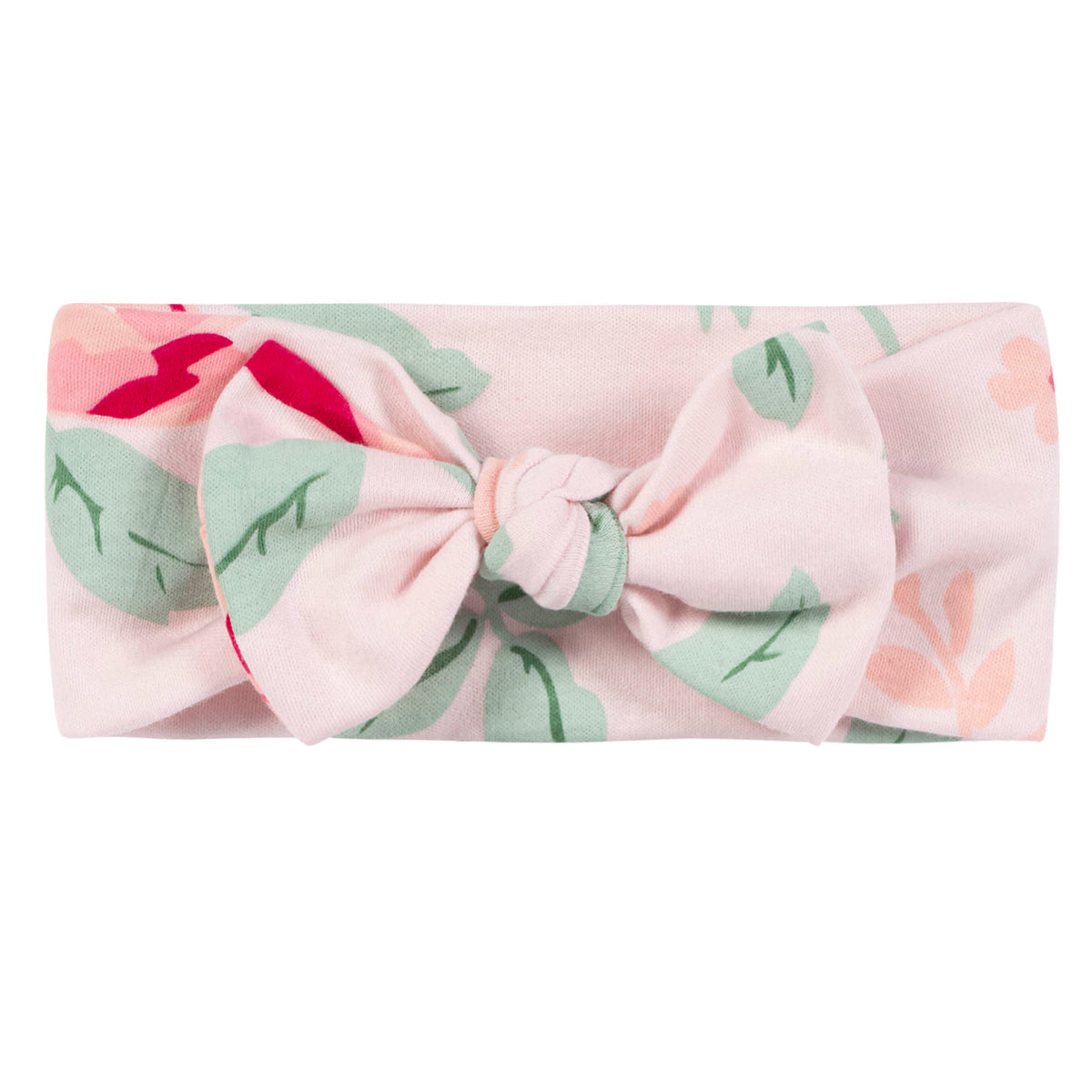 3-Piece Baby Girls Pink Garden Onesies Bodysuit, Pants & Headband Set, view 6