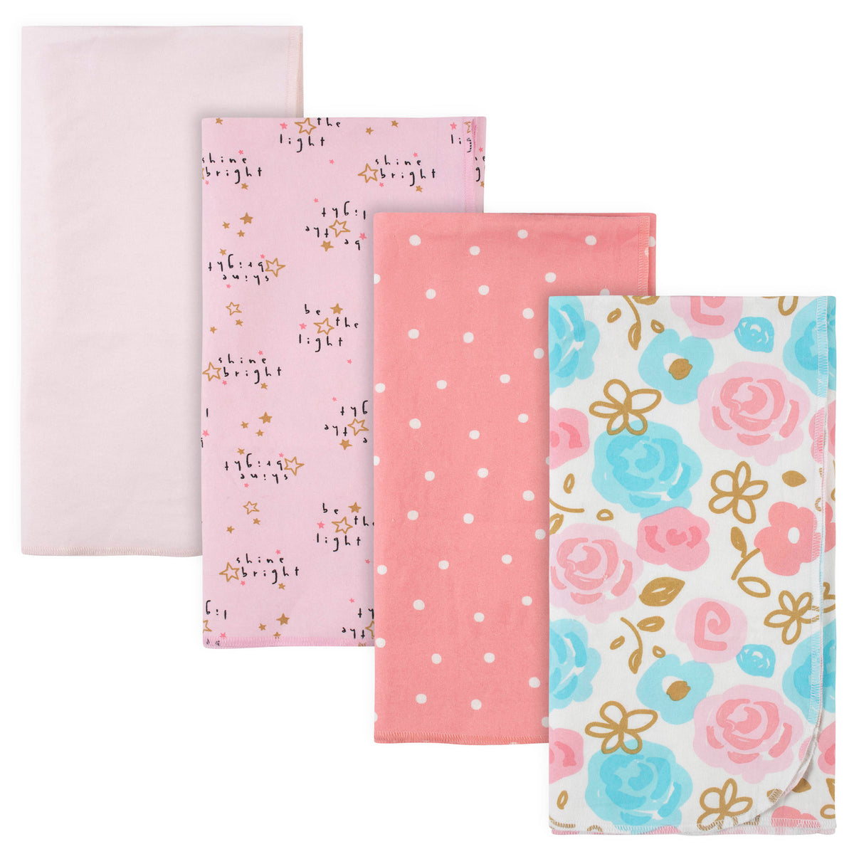 4-Pack Baby Girls Princess Flannel Receiving Blankets