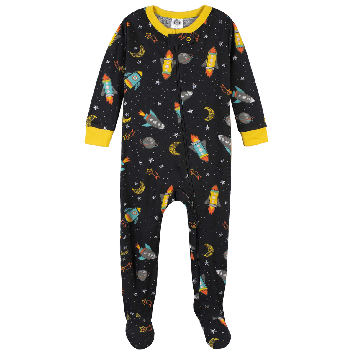 2-Pack Baby & Toddler Boys Blast Off Snug Fit Footed Cotton Pajamas, view 4