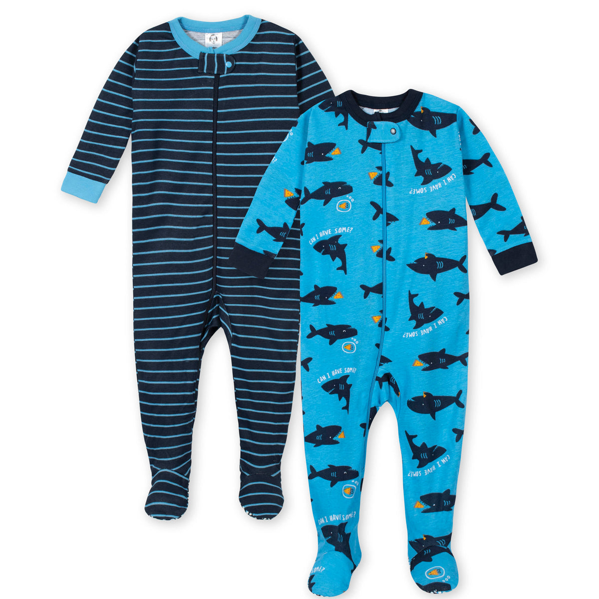 2-Pack Boys Sharks Snug Fit Unionsuit Pajamas