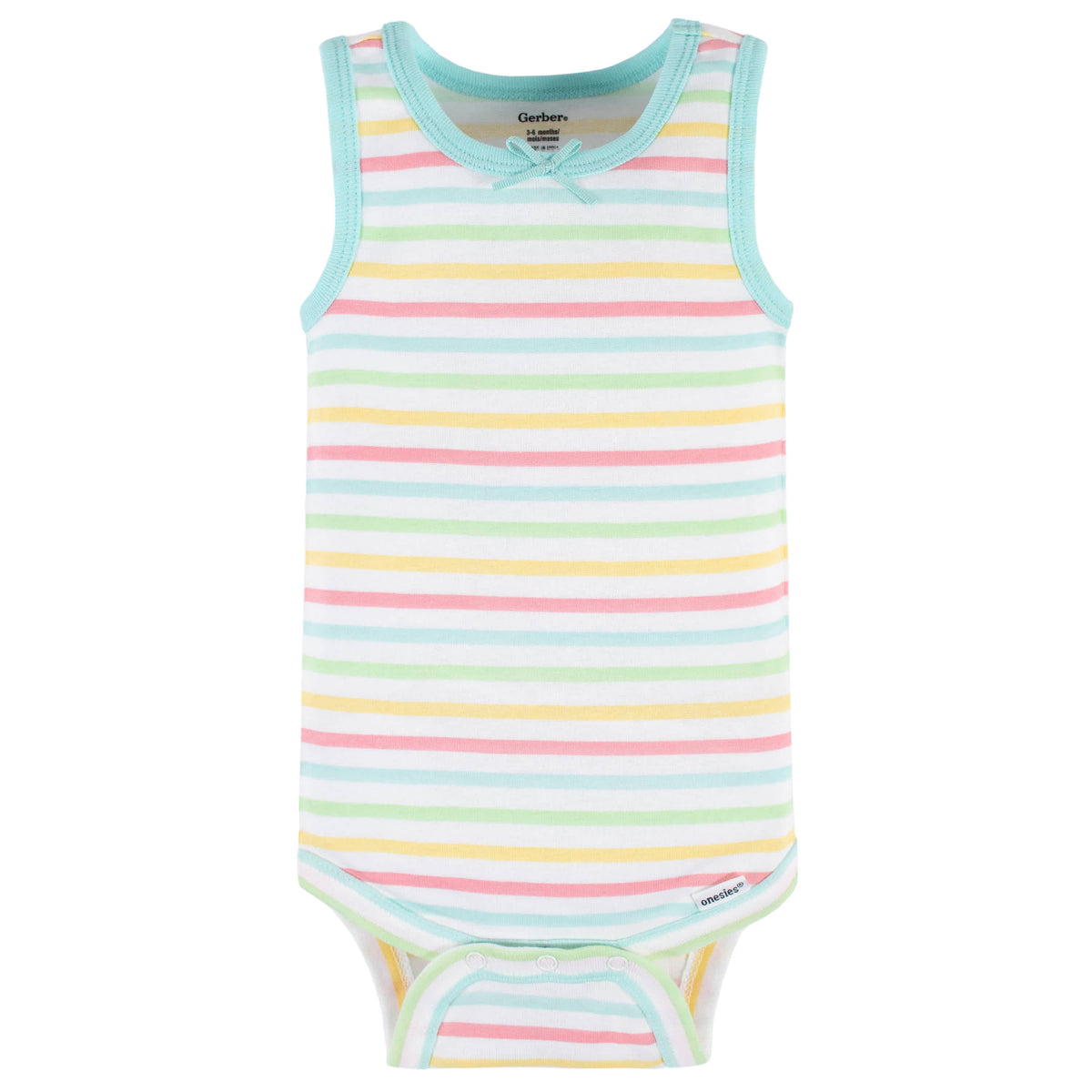 4-Pack Baby Girls Dots Of Rainbows Tank Onesies Bodysuits, view 4