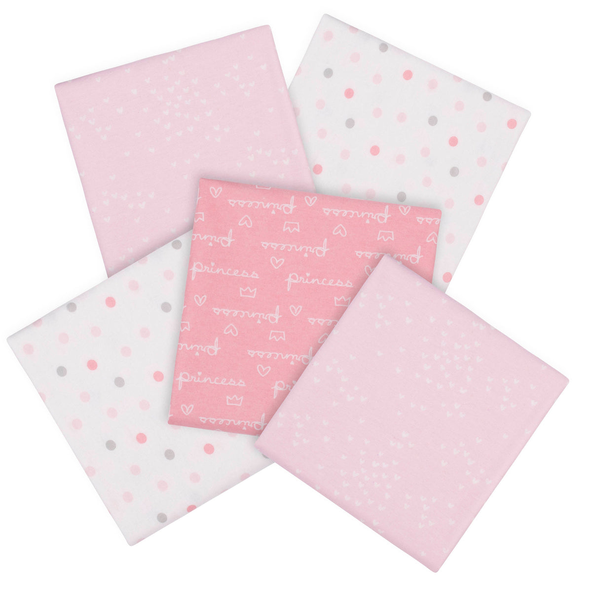 5-Pack Girls Pink Princess Flannel Blankets