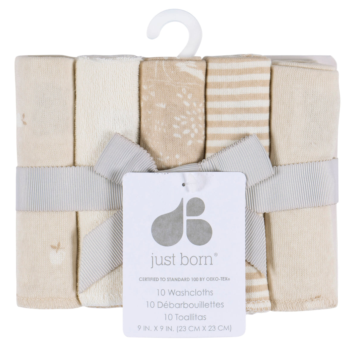 10-Pack Baby Neutral Tan Terry Washcloths, view 3