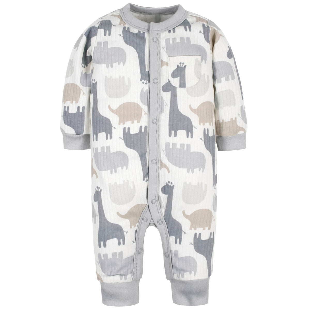 3-Pack Organic Baby Boys Jungle Coveralls, view 2
