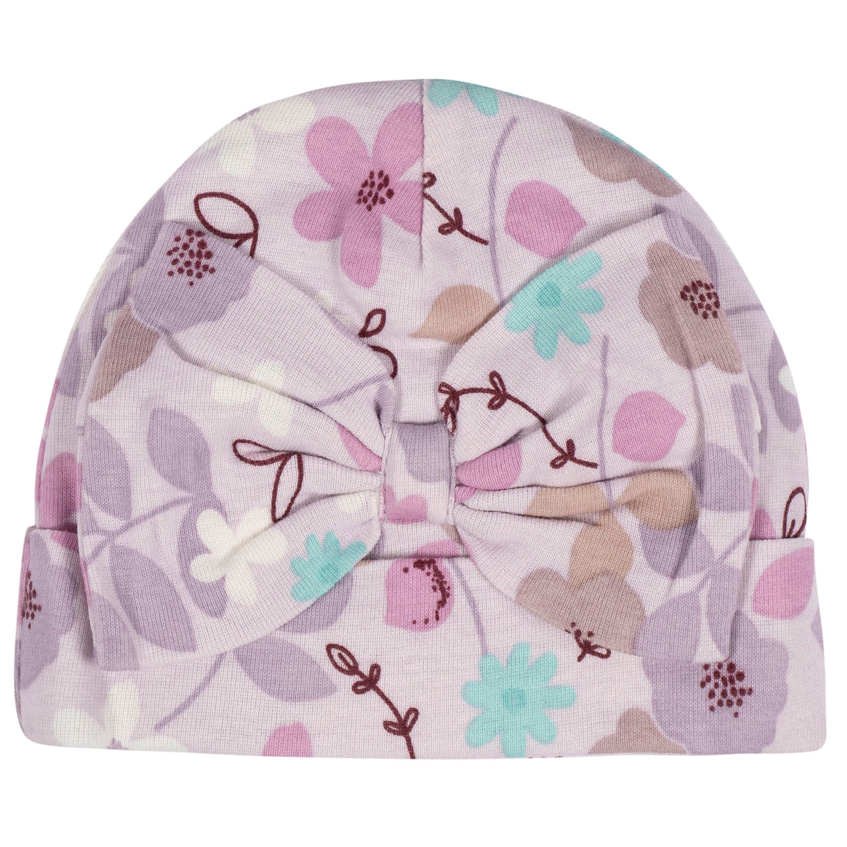 8-Piece Baby Girls Lavender Garden No Scratch Mittens & Caps Set, view 8