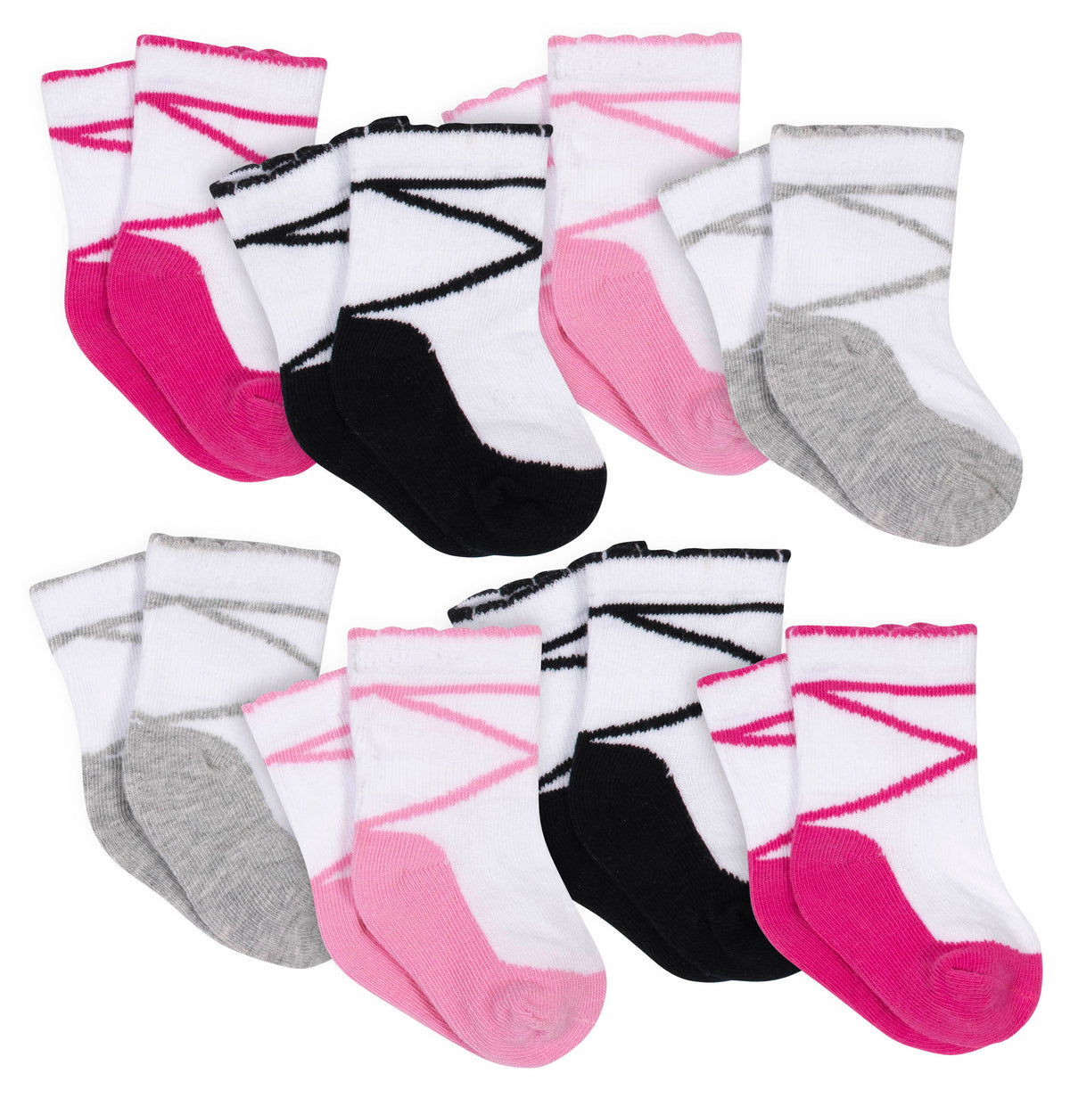 8-Pack Toddler Girls Grey Heather Jersey Crew Socks