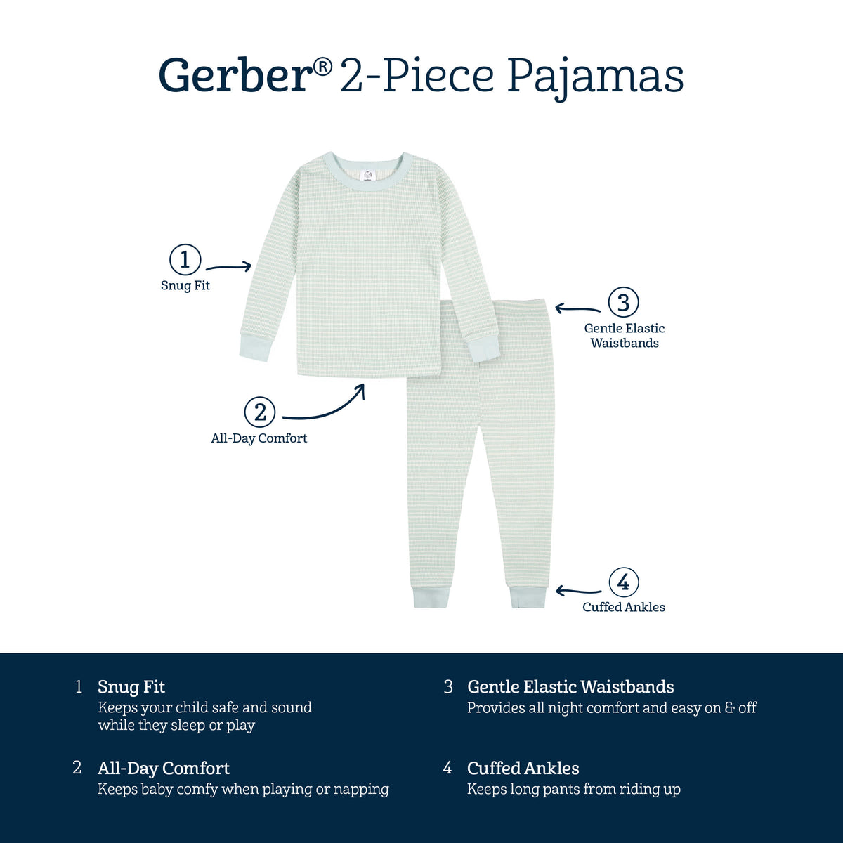 2-Piece Baby & Toddler Boys Stripe Snug Fit Pajama Set, view 10
