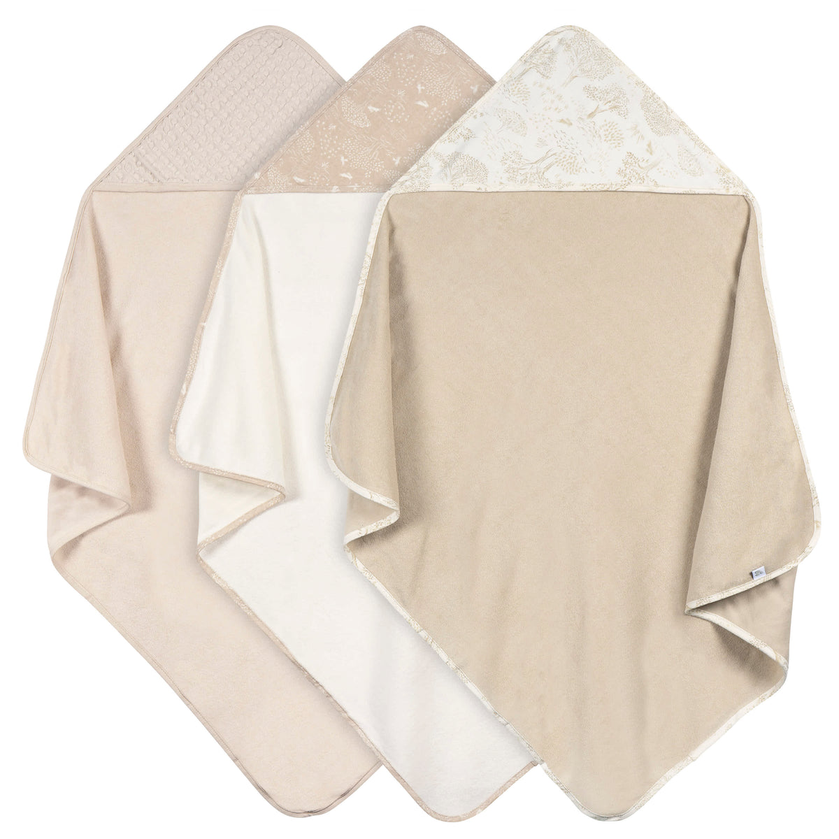 3-Piece Baby Neutral Tan Hooded Towel
