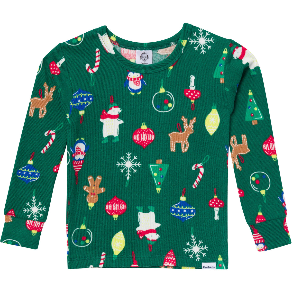 2-Piece Infant & Toddler Neutral Ornaments Holiday Family Pajamas, view 2