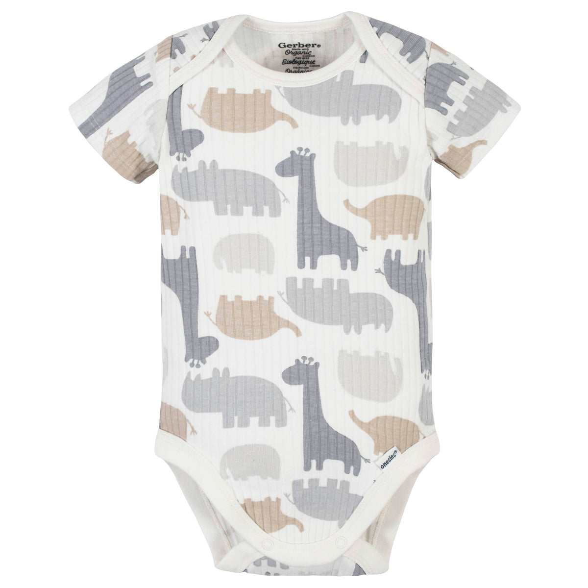 5-Pack Organic Baby Boys Jungle Short Sleeve Onesies Brand Bodysuits, view 2