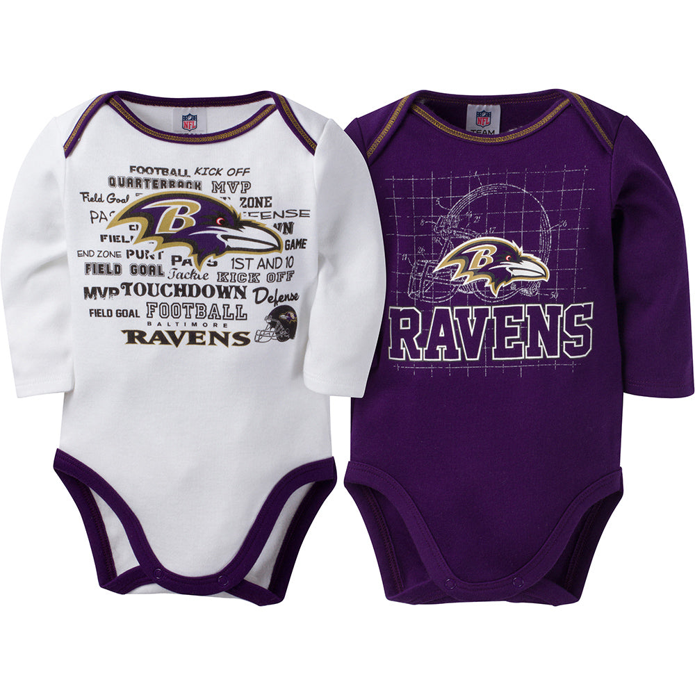 NFL 2-Pack Baby Boys Ravens Long Sleeve Bodysuits