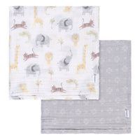 2-Pack Baby Neutral Animal Geo Muslin Blanket