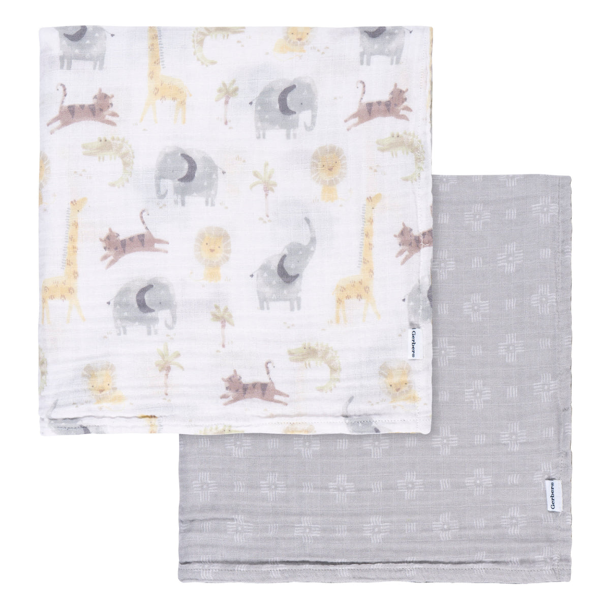 2-Pack Baby Neutral Animal Geo Muslin Blanket